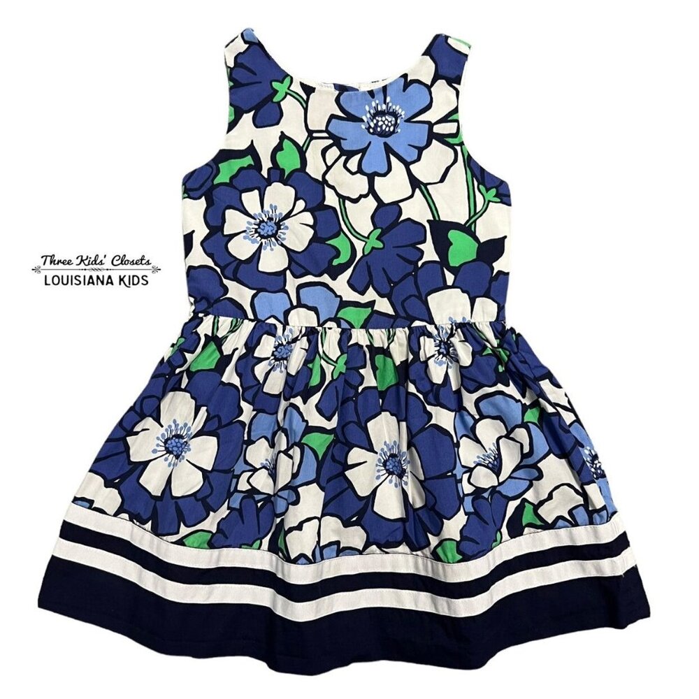 Gymboree 4Y Blue Bold Floral Print Dress